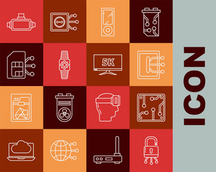 set line lock on digital circuit board processor vector image