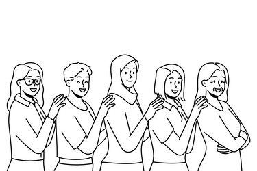 Smiling multiracial women posing together Vector Image