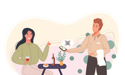 characters using mobile payment system with scan vector image