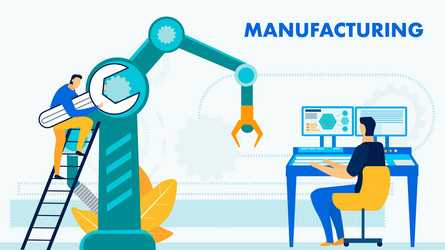 Hi-tech manufacturing process flat banner template vector