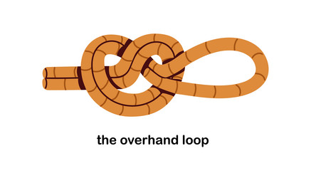 overhand loop safe knot tied with rope simple vector image