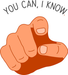 Pointing Finger with 'You Can I Know' Text vector image