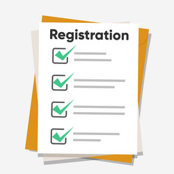 Registration list clipboard and check marks flat vector