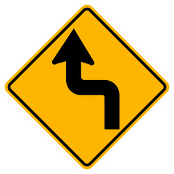 warning signs sharp double curve first to left vector