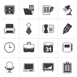 Black business and office equipment icons vector