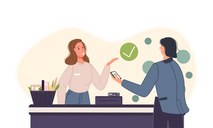 characters using mobile payment system with scan vector image