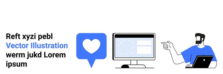 digital collaboration with heart icon computer vector image
