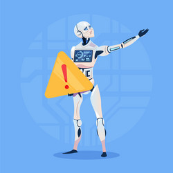 modern robot showing error message futuristic vector image