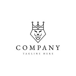 Royal lion king logo design Royalty Free Vector Image