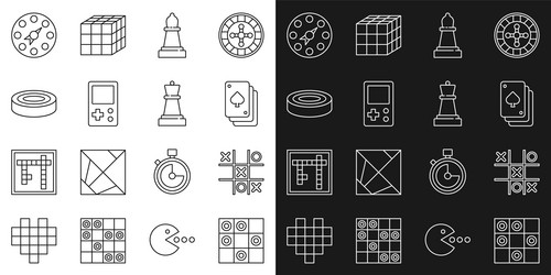 set line board game of checkers tic tac toe vector image