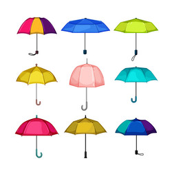 umbrella rain set cartoon vector