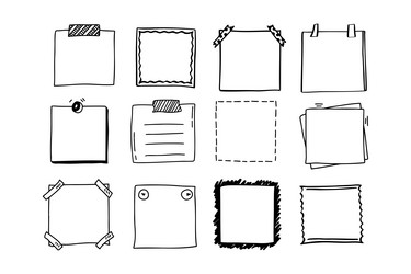 handdrawn set of square scribbles frame doodle vector image