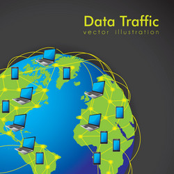 internet data traffic lines communication planet vector image