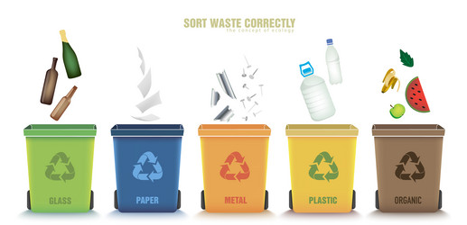 principle of separating waste by color vector image