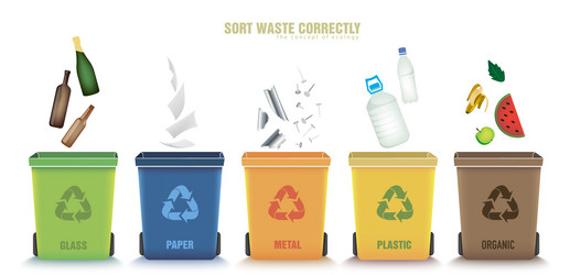 principle of separating waste by color vector