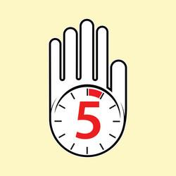 raised open hand with a watch on it time for rest vector image