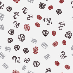 set line shield with check mark open padlock vector image