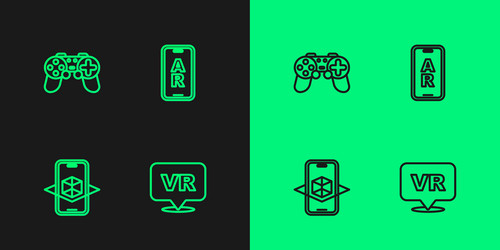 set line virtual reality 3d modeling gamepad vector image