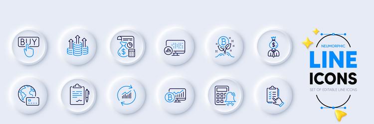 clipboard report statistics and buying line icons vector image