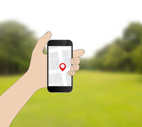 hand hold mobile phone vector