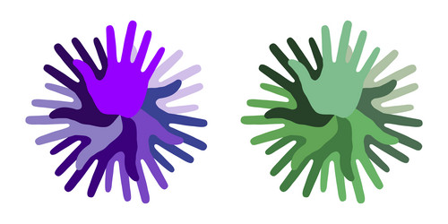 hand print circle icon set handprint emblems vector image