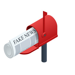 Isometric fake news concept newspaper portal Vector Image