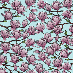 Set of bouquets magnolia flowers isolated Vector Image