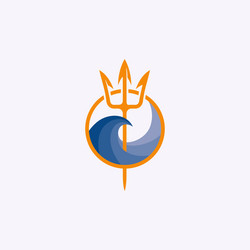 Neptune trident logo and sea wave vector