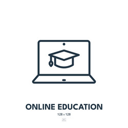 Online education icon e-learning distance virtual vector