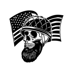 skull in army helmet on usa flag background Vector Image