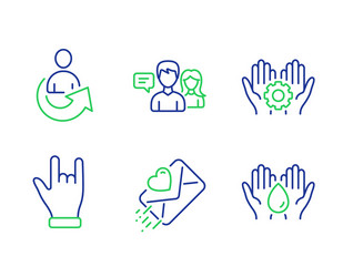 employee hand horns and people talking icons vector