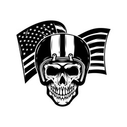 racer skull on usa flag background biker Vector Image