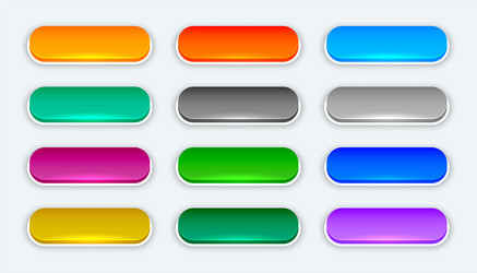 set of 3d empty rectangular web button sign design vector image