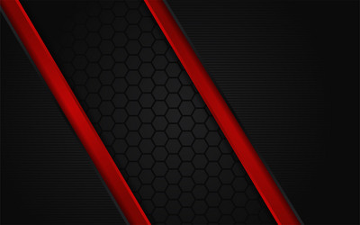 abstract dark hexagon background with red line vector image