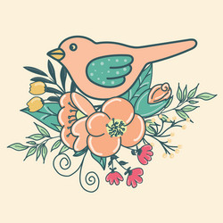 Bird with flowers vector