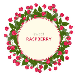 raspberry frame round border template vector image