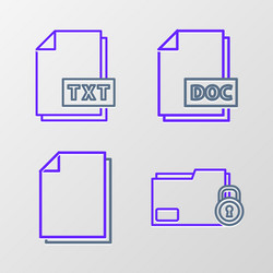 set line folder and lock document doc file vector image