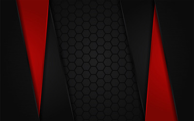 abstract dark hexagon background with red line vector image