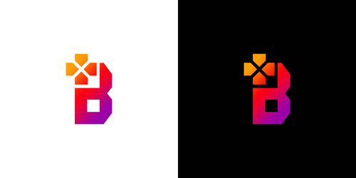 Modern and cool initial letter b game logo design vector