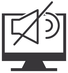 Monitor computer with button audio menu vector