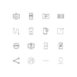 network and database linear thin icons set vector image