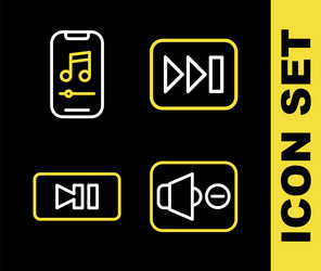 set line fast forward speaker mute pause button vector image