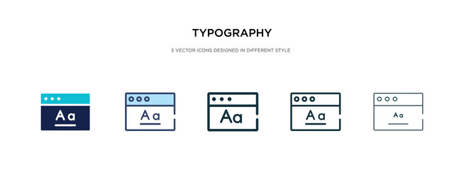 typography icon in different style two colored vector