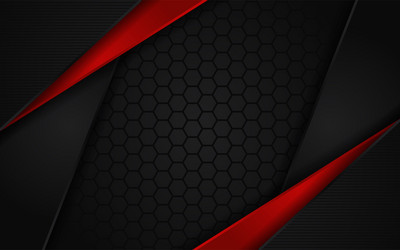 abstract dark hexagon background with red line vector image