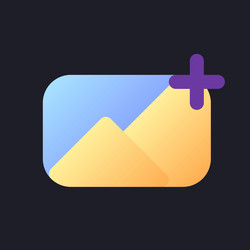 Add image flat gradient fill ui icon for dark vector