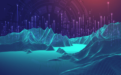 big data abstract digital futuristic wireframe vector image