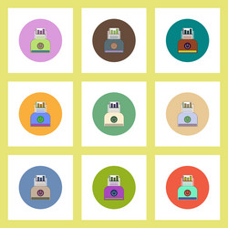 flat icons set of column chart and printer concept vector image