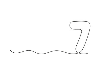 Number seven continuous one line drawing black vector