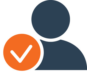 User profile with tick checkmark line icon system vector