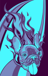 bull dog with flames design Vector Image
